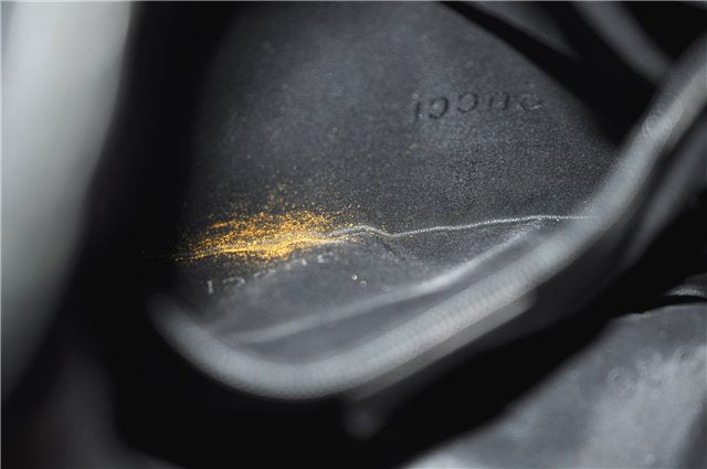 Authentic GUCCI Bamboo 2way Hand Shoulder Bag Canvas Leather 0014095 Black 2786E