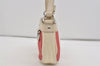 Authentic BURBERRY Stripe Canvas Leather Shoulder Hand Bag Pouch White Red 2786I