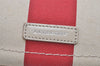 Authentic BURBERRY Stripe Canvas Leather Shoulder Hand Bag Pouch White Red 2786I