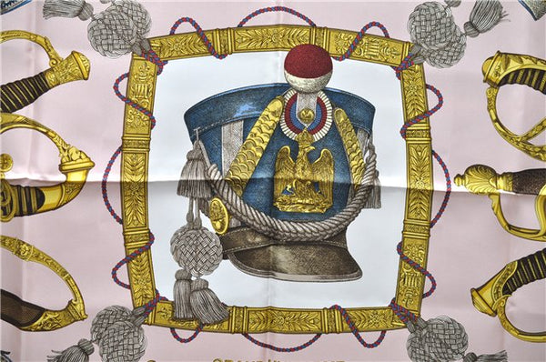 Authentic HERMES Carre 90 Scarf "GRAND UNIFORME" Silk Pink 2788D