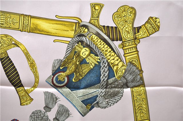 Authentic HERMES Carre 90 Scarf "GRAND UNIFORME" Silk Pink 2788D