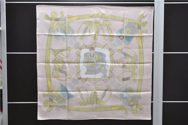 Authentic HERMES Carre 90 Scarf "GRAND UNIFORME" Silk Pink 2788D