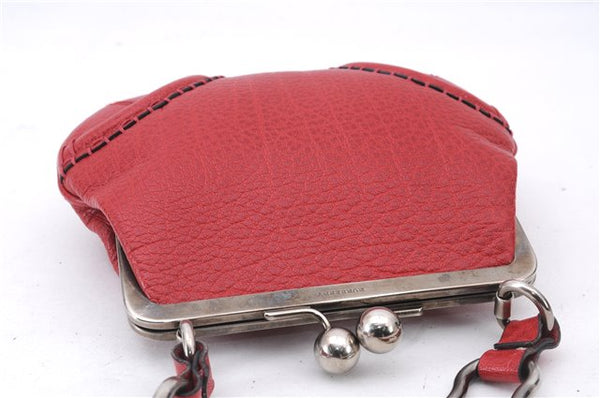 Authentic BURBERRY Vintage Leather Shoulder Cross Body Bag Purse Red 2788E