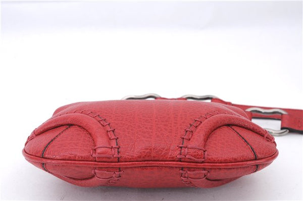 Authentic BURBERRY Vintage Leather Shoulder Cross Body Bag Purse Red 2788E