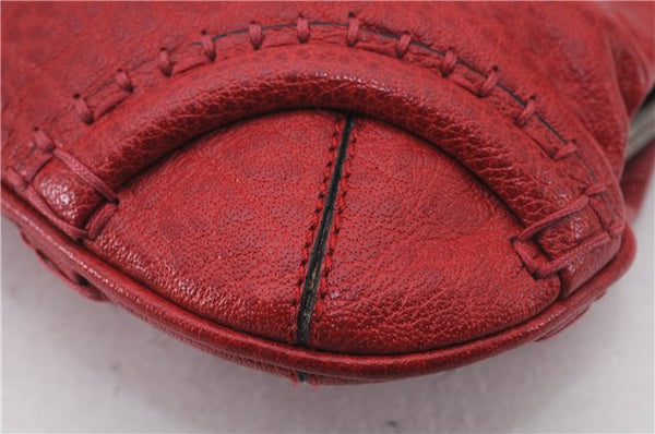 Authentic BURBERRY Vintage Leather Shoulder Cross Body Bag Purse Red 2788E