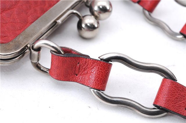 Authentic BURBERRY Vintage Leather Shoulder Cross Body Bag Purse Red 2788E