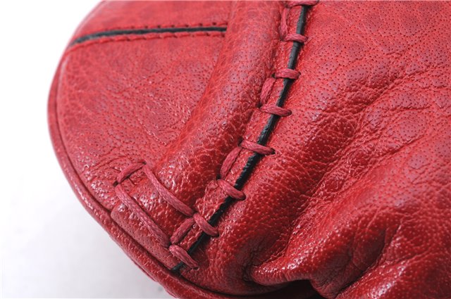 Authentic BURBERRY Vintage Leather Shoulder Cross Body Bag Purse Red 2788E