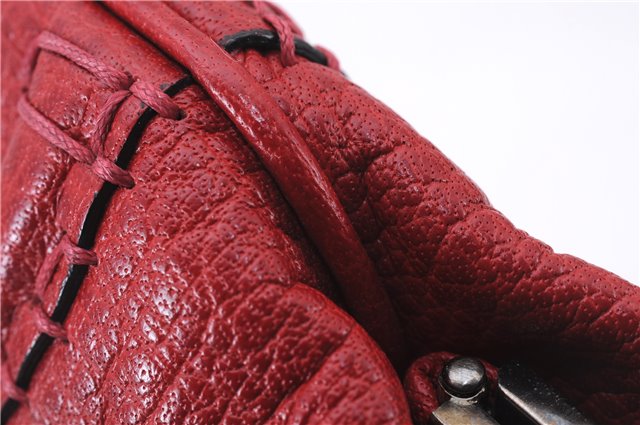 Authentic BURBERRY Vintage Leather Shoulder Cross Body Bag Purse Red 2788E