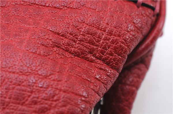 Authentic BURBERRY Vintage Leather Shoulder Cross Body Bag Purse Red 2788E
