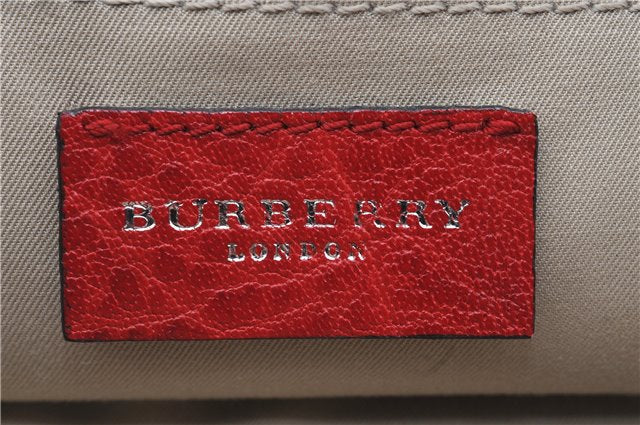 Authentic BURBERRY Vintage Leather Shoulder Cross Body Bag Purse Red 2788E