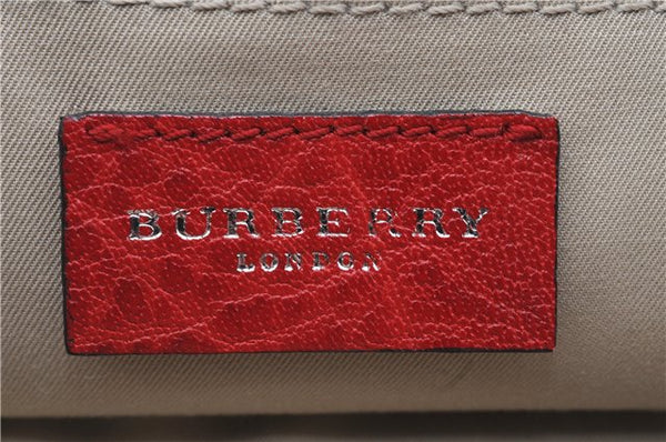 Authentic BURBERRY Vintage Leather Shoulder Cross Body Bag Purse Red 2788E