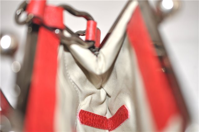 Authentic BURBERRY Vintage Leather Shoulder Cross Body Bag Purse Red 2788E