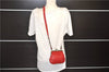 Authentic BURBERRY Vintage Leather Shoulder Cross Body Bag Purse Red 2788E