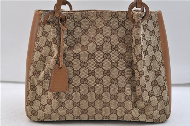 Authentic GUCCI Shoulder Hand Bag Purse GG Canvas Leather 101919 Brown 2789E