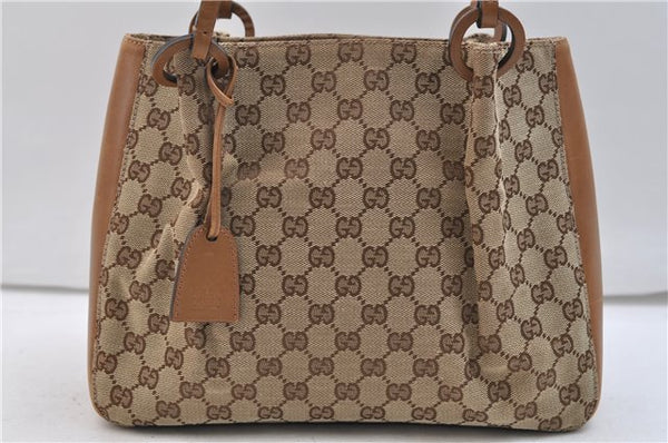 Authentic GUCCI Shoulder Hand Bag Purse GG Canvas Leather 101919 Brown 2789E