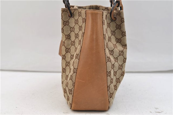 Authentic GUCCI Shoulder Hand Bag Purse GG Canvas Leather 101919 Brown 2789E