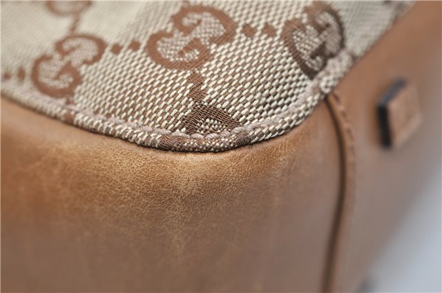 Authentic GUCCI Shoulder Hand Bag Purse GG Canvas Leather 101919 Brown 2789E