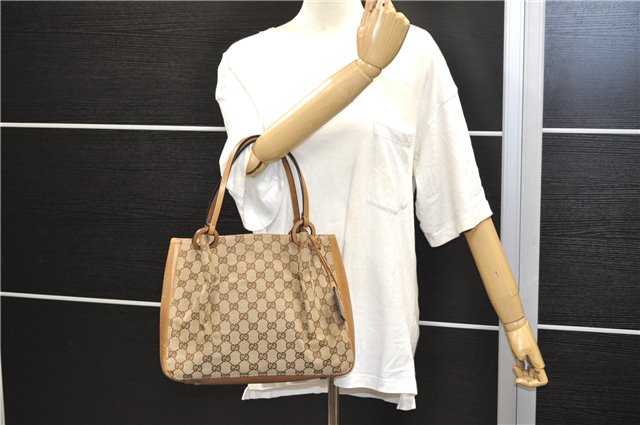 Authentic GUCCI Shoulder Hand Bag Purse GG Canvas Leather 101919 Brown 2789E