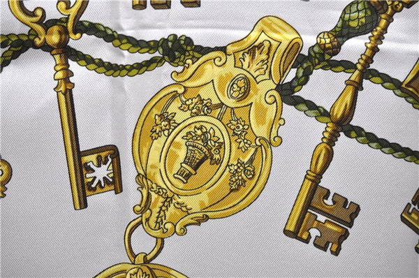 Authentic HERMES Carre 90 Scarf "LES CLES" Silk Bordeaux Red 2790D