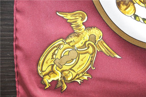 Authentic HERMES Carre 90 Scarf "LES CLES" Silk Bordeaux Red 2790D