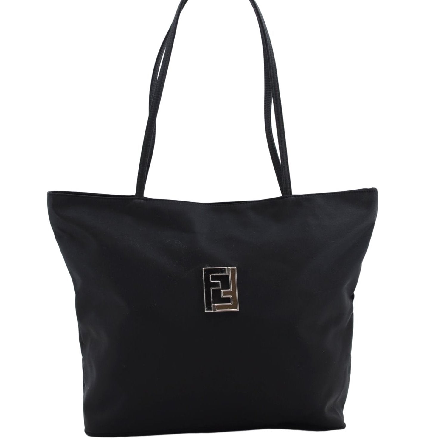 Authentic FENDI Vintage Shoulder Tote Bag Nylon Leather Black 2790E