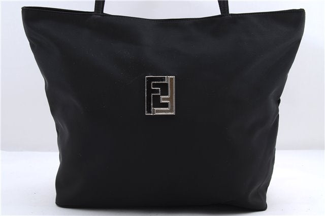 Authentic FENDI Vintage Shoulder Tote Bag Nylon Leather Black 2790E