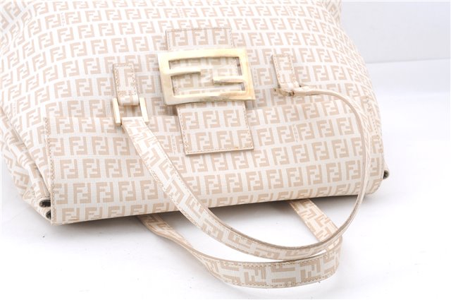 Authentic FENDI Zucchino Mamma Baguette Shoulder Hand Bag PVC Beige 2791E