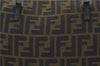 Authentic FENDI Zucca Vintage Shoulder Tote Bag Nylon Leather Brown 2792E