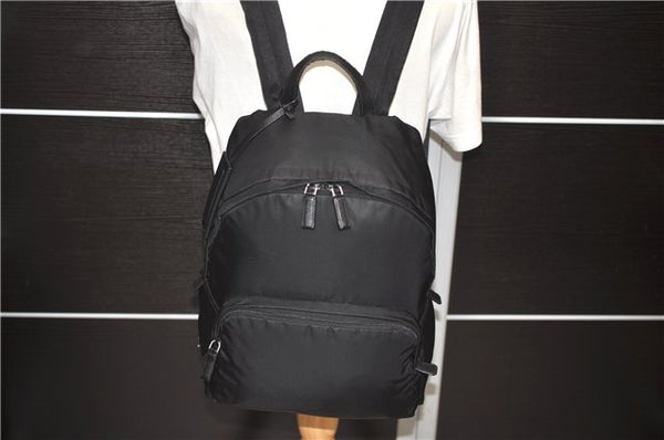 Authentic PRADA Nylon Leather Backpack Purse Black 2794D