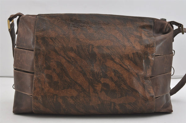 Authentic GUCCI Vintage Camouflage Shoulder Cross Body Bag Leather Brown 2794I