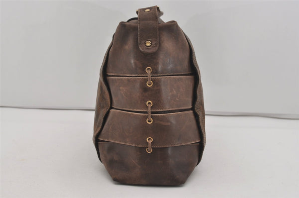 Authentic GUCCI Vintage Camouflage Shoulder Cross Body Bag Leather Brown 2794I