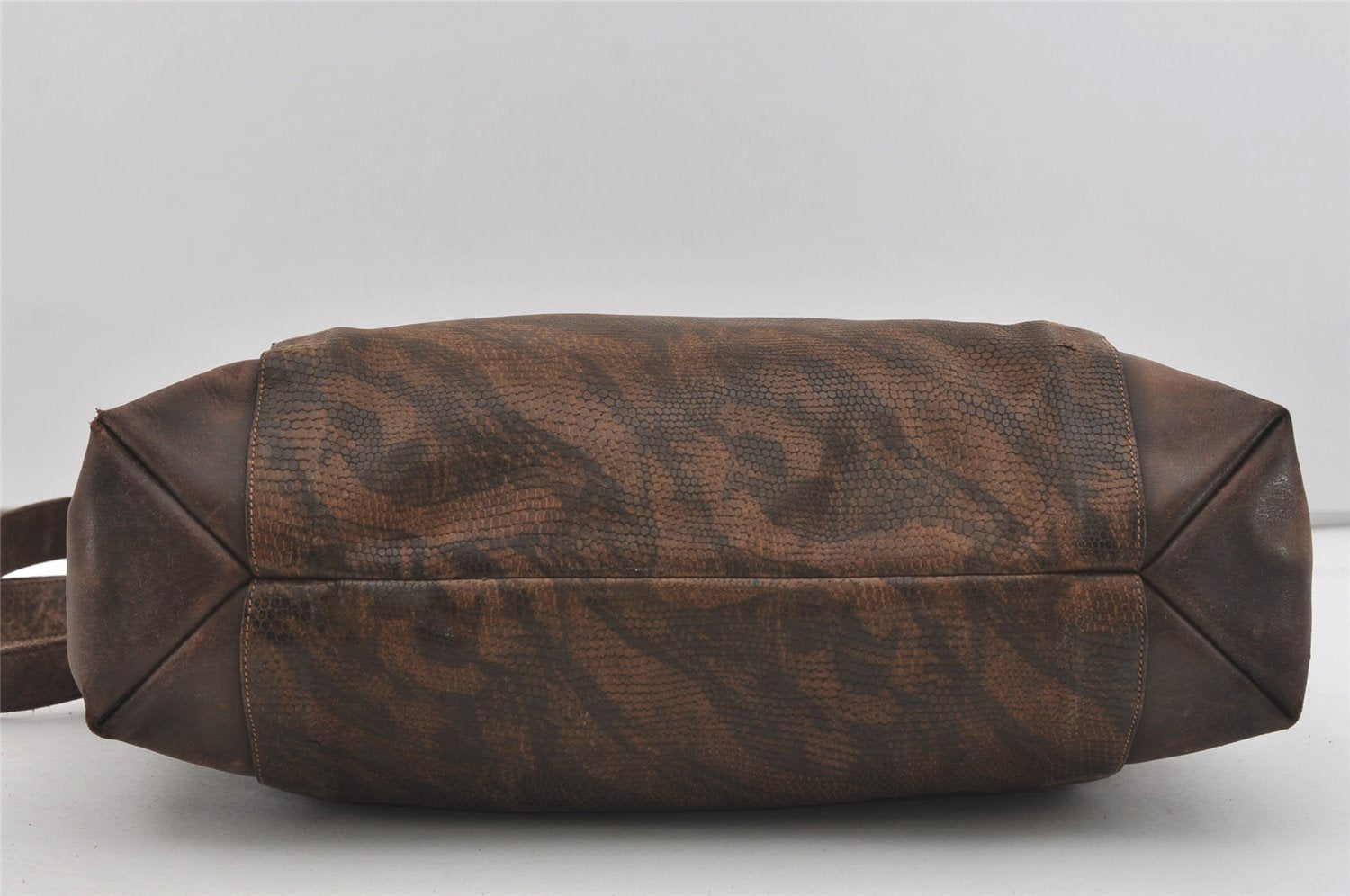 Authentic GUCCI Vintage Camouflage Shoulder Cross Body Bag Leather Brown 2794I