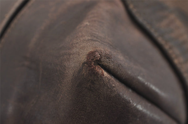 Authentic GUCCI Vintage Camouflage Shoulder Cross Body Bag Leather Brown 2794I