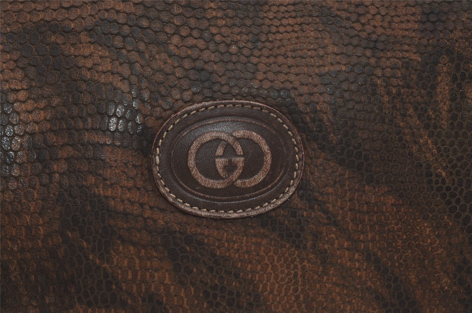 Authentic GUCCI Vintage Camouflage Shoulder Cross Body Bag Leather Brown 2794I