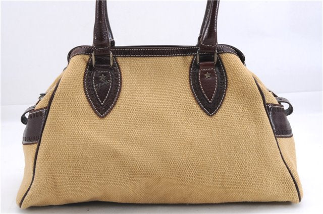 Authentic FENDI Etniko Shoulder Hand Bag Canvas Leather Beige Brown 2795E