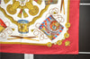 Authentic HERMES Carre 90 Scarf "LES TAMBOURS" Silk Red 2796D