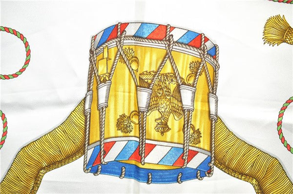 Authentic HERMES Carre 90 Scarf "LES TAMBOURS" Silk Red 2796D