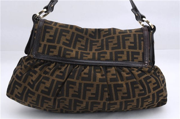 Authentic FENDI Zucca Vintage Shoulder Hand Bag Purse Canvas Leather Brown 2796E