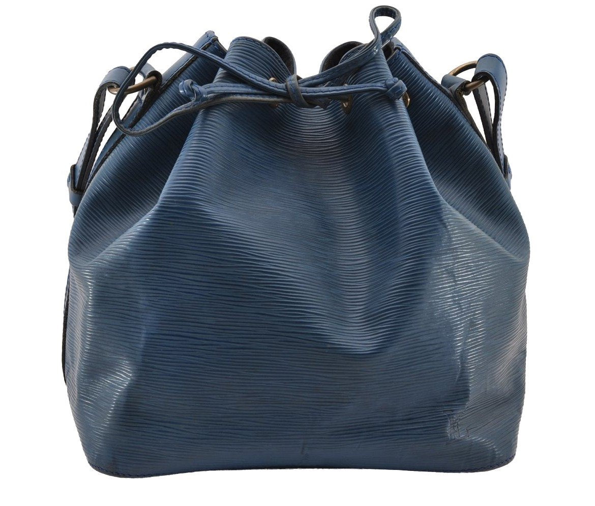 Authentic Louis Vuitton Epi Petit Noe Shoulder Drawstring Bag M44105 Blue 2796I