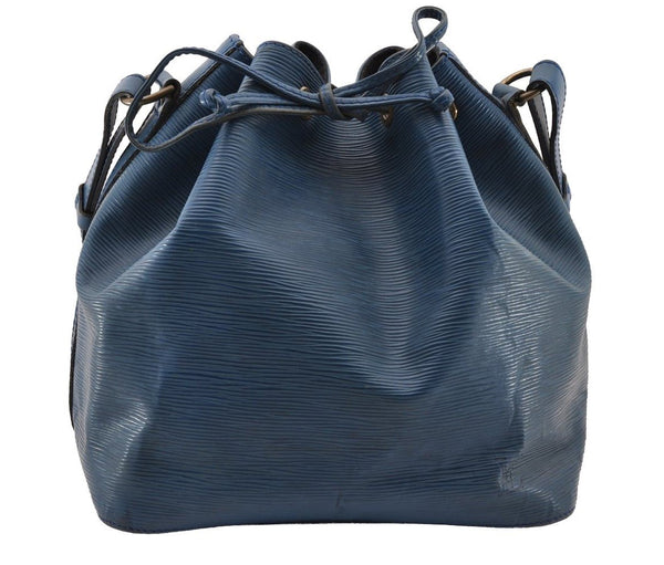 Authentic Louis Vuitton Epi Petit Noe Shoulder Drawstring Bag M44105 Blue 2796I