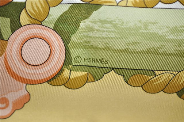 Authentic HERMES Carre 90 Scarf "Tribord" Silk Orange 2797D