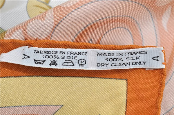 Authentic HERMES Carre 90 Scarf "Tribord" Silk Orange 2797D