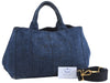 Authentic PRADA Canapa M Denim 2Way Tote Hand Bag B2642B Blue 2797E