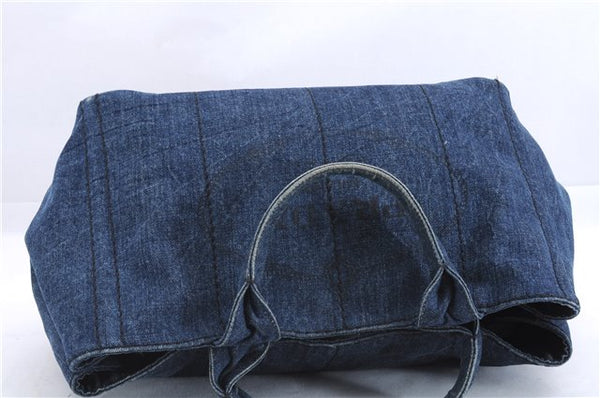 Authentic PRADA Canapa M Denim 2Way Tote Hand Bag B2642B Blue 2797E