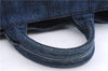 Authentic PRADA Canapa M Denim 2Way Tote Hand Bag B2642B Blue 2797E