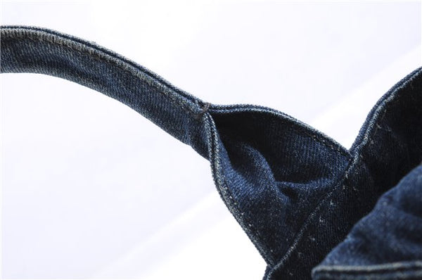 Authentic PRADA Canapa M Denim 2Way Tote Hand Bag B2642B Blue 2797E