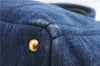Authentic PRADA Canapa M Denim 2Way Tote Hand Bag B2642B Blue 2797E