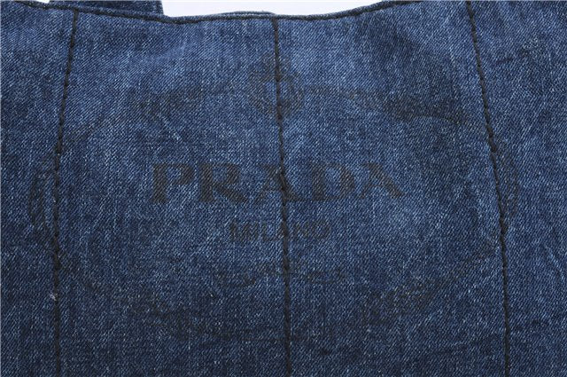 Authentic PRADA Canapa M Denim 2Way Tote Hand Bag B2642B Blue 2797E
