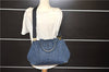 Authentic PRADA Canapa M Denim 2Way Tote Hand Bag B2642B Blue 2797E