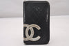 Authentic CHANEL Calf Skin Cambon Line Zippy Organizer Wallet Purse Black 2798I